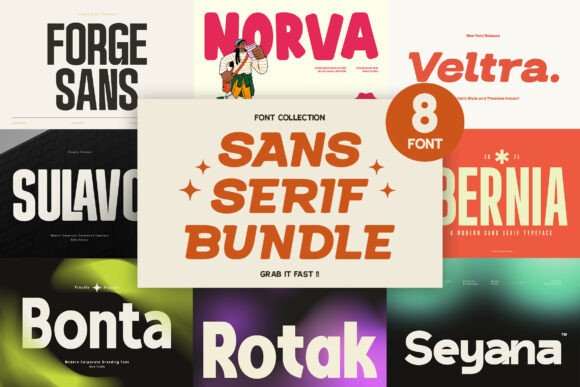 Sans Serif Bundle: 8 Fonts for Modern Design